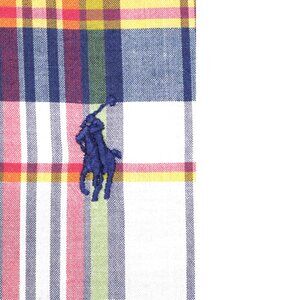 POLO RALPH LAUREN S/S MADRAS PLAID REGULAR FIT 100% COTTON SHIRT Sz LARGE, L